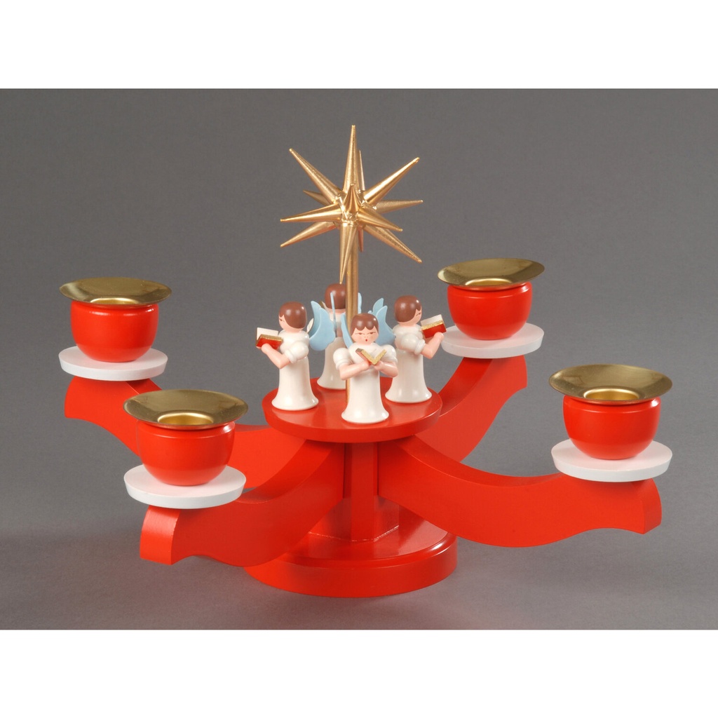 Adventsleuchter, rot - 4 stehende Engel 