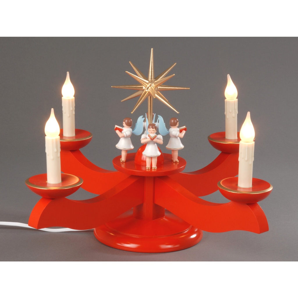 Adventsleuchter, rot - 4 stehende Engel