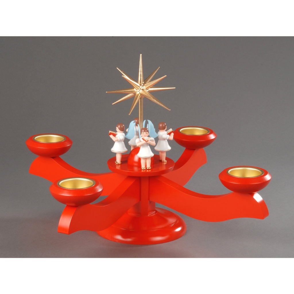 Adventsleuchter, rot - 4 stehende Engel