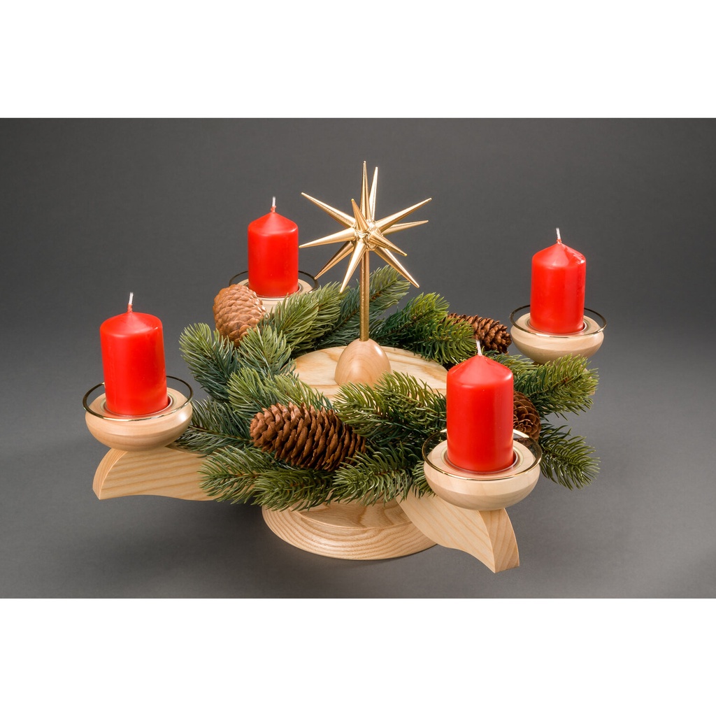 Adventsleuchter, natur - Weihnachtsstern/Plateau natur
