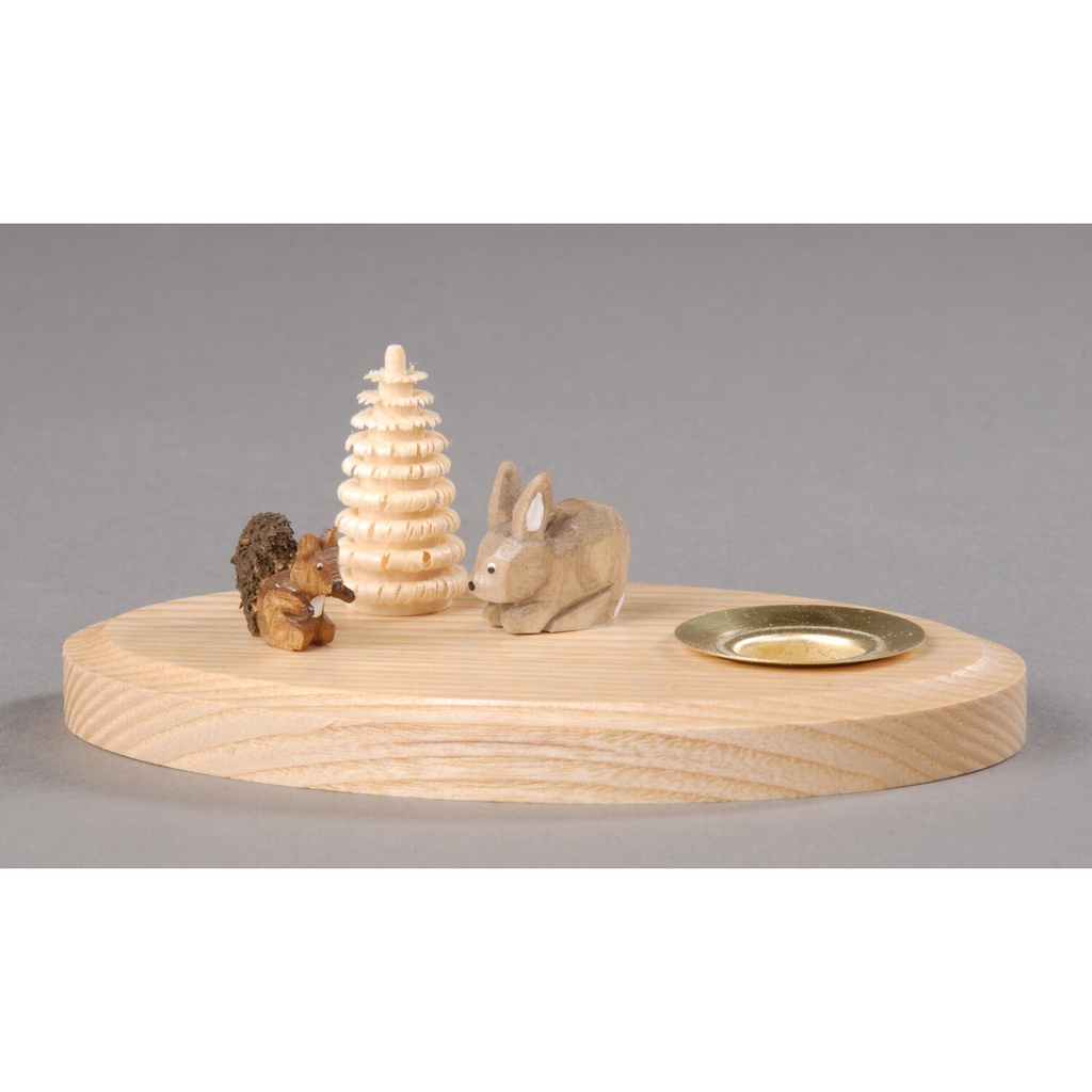 Kerzenhalter, natur - Eichhörnchen und Hase mit Baum